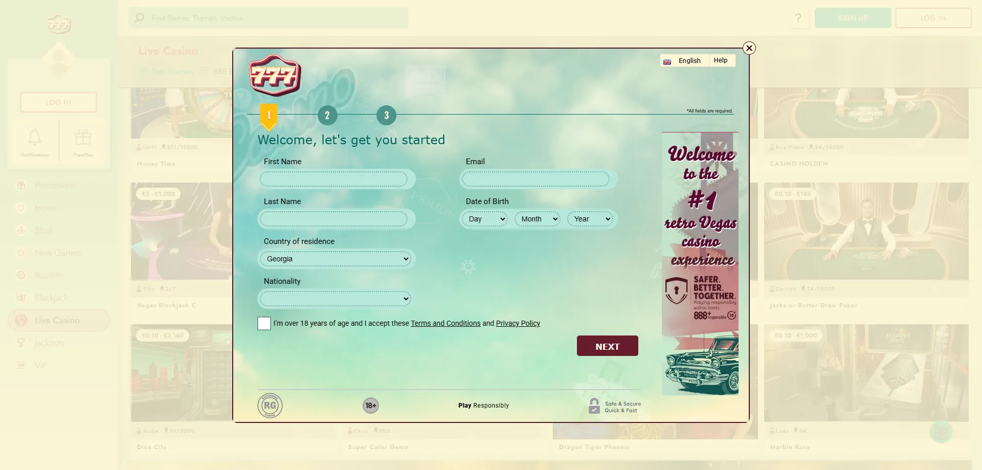 777 Casino registration sign up process in 2026