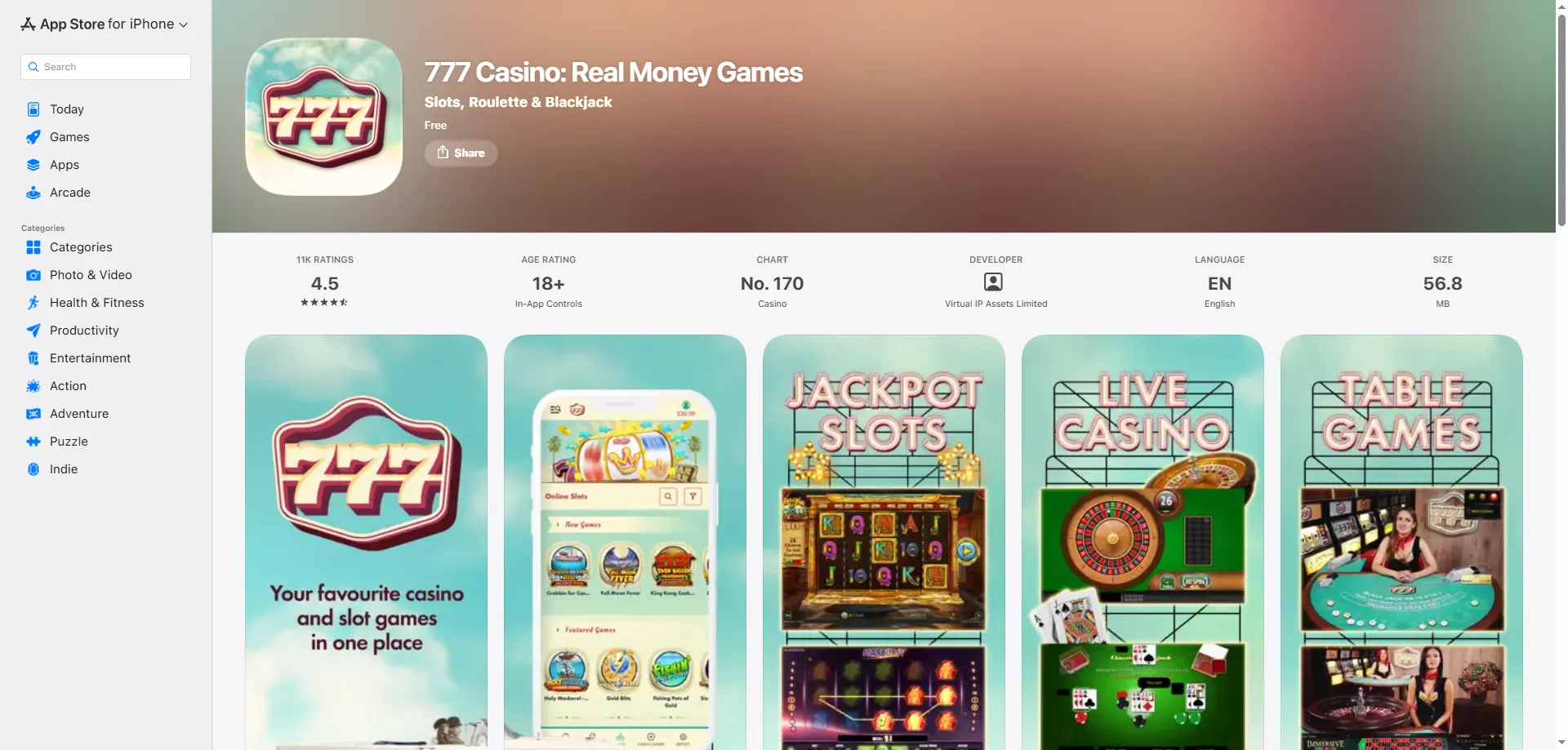 777 Casino online slot games library — 12000 plus titles